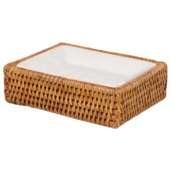 La Jolla Rattan Rectangular Soap Dish, Honey Brown