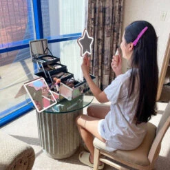 Starlet Led Handheld Makeup Mirror, Pearl White -Warm Bathroom 3b01175003ee1bad 8932 w800 h800 b0 p0