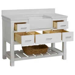 Charlotte 48" Single Bathroom Vanity In White With Quartz Top -Warm Bathroom 3b11e1d501e0a762 2508 w800 h800 b1 p0