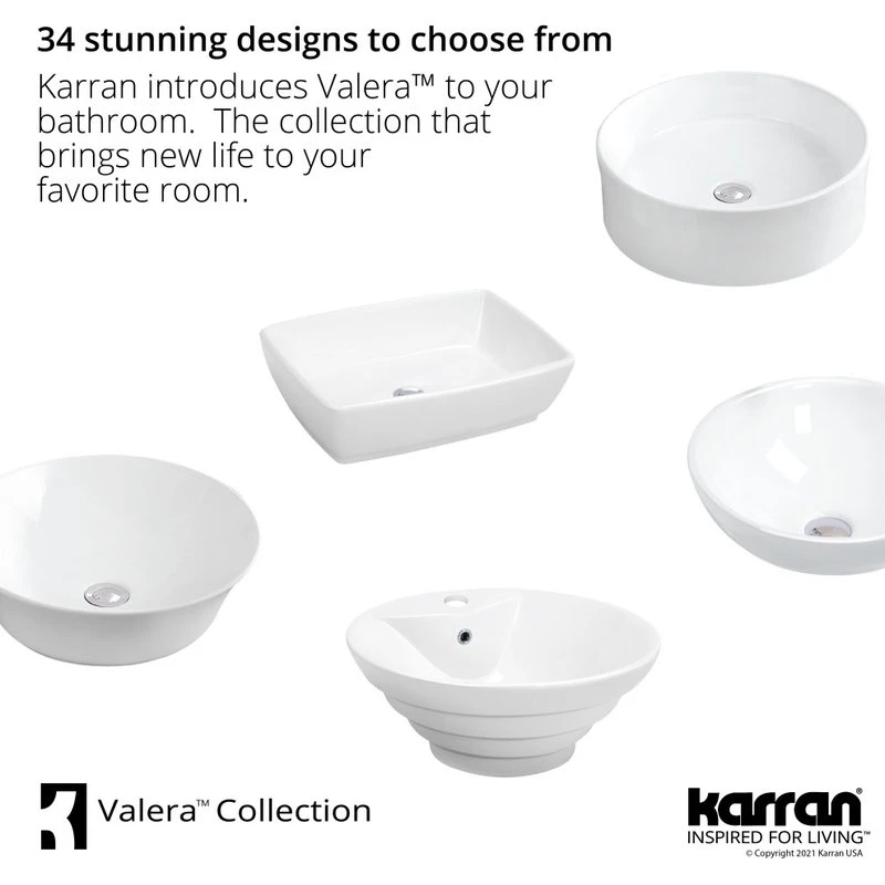 Karran Valera 21" Top Mount Vitreous China Sink, White With Overflow Drain 5 Karran Valera 21" Top Mount Vitreous China Sink, White With Overflow Drain - Image 5