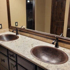 Premier Copper Products Oval Under Counter Hammered Copper Bathroom Sink, Oil Rubbed Bronze -Warm Bathroom 3b41922d032396b3 8187 w800 h800 b0 p0