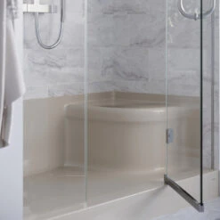 Aquatique 60"x32" Shower Base With Left Hand Drain, Biscuit -Warm Bathroom 3ba17f900f22ed98 9530 w800 h800 b0 p0