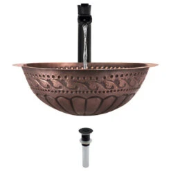 Single Bowl Copper Sink, Vessel Faucet