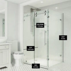 VIGO 34"x46" Frameless 3/8" Shower, Without Base, Chrome -Warm Bathroom 3be171ac01813ce9 9484 w800 h800 b0 p0