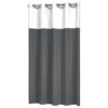 Extra Long Hookless Shower Curtain 72"x78" Sealskin Doppio, Gray And White