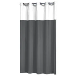 Extra Long Hookless Shower Curtain 72"x78" Sealskin Doppio, Gray And White