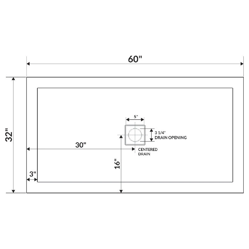 LessCare 60"x32" Single Threshold Shower Pan Base Alcove Center Drain 5 LessCare 60"x32" Single Threshold Shower Pan Base Alcove Center Drain - Image 5