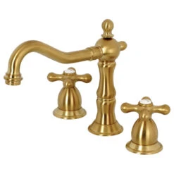 Kingston Brass Widespread Bathroom Faucet With Brass Pop-Up, Brushed Brass