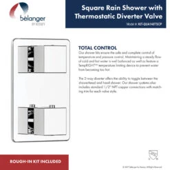 Belanger Rain Thermostatic Square Shower System, Wall 23 Belanger Rain Thermostatic Square Shower System, Wall -Warm Bathroom 3d9197a900e60ee1 9394 w800 h800 b0 p0