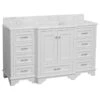 Nantucket 60" Single Bathroom Vanity In White With Carrara Marble Top