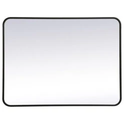 Elegant Decor Evermore 27x36" Soft Corner Metal Rectangular Mirror In Black