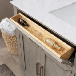 Grace 42" Single Bathroom Vanity In Rich Antique Gray Oak With Carrara White Quartz Top -Warm Bathroom 3e713d8f00188056 8725 w800 h800 b0 p0