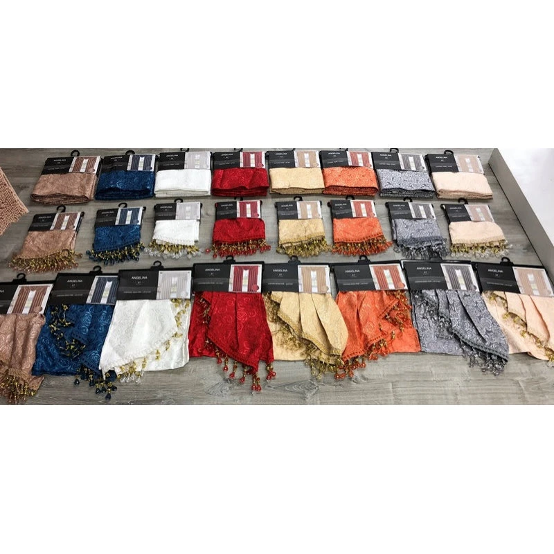 Angelina Damask 7 Piece Curtain, Beaded Austrian Valances And Swag Set, Beige 2 Angelina Damask 7 Piece Curtain, Beaded Austrian Valances And Swag Set, Beige - Image 2