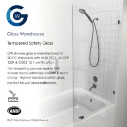 58.25"x24" Frameless Shower Bath Fixed Panel, Polished Chrome -Warm Bathroom 3ec1b9730074bdb0 6865 w800 h800 b0 p0