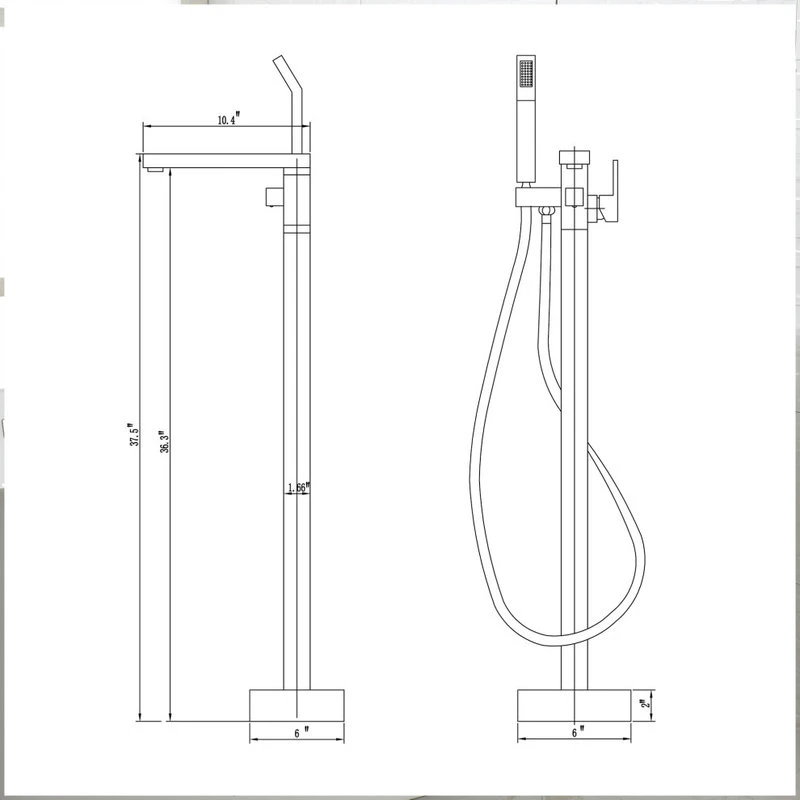 Freestanding Tub Shower Claw Foot Faucet With Handheld Spout, Gold 2 Freestanding Tub Shower Claw Foot Faucet With Handheld Spout, Gold - Image 2