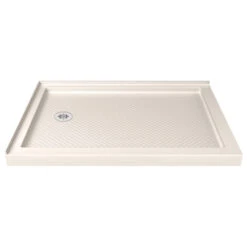 DreamLine SlimLine 36 D X 60 W X 2.75 H Left Drain Double Threshold Shower Base, Biscuit