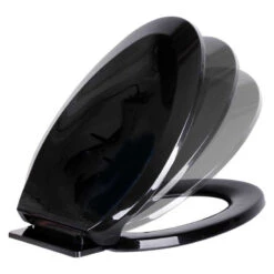 Black Slow Close Elongated Toilet Seat Black LDPE Flex Polythylene