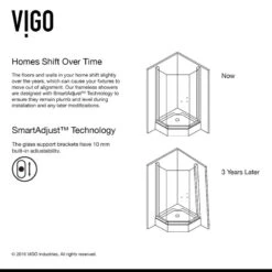 VIGO Piedmont 34"x34" Frameless Neo-Angle 3/8" Shower, Without Base, Brushed Nic -Warm Bathroom 4001f72f0f5b3fb9 9461 w800 h800 b0 p0