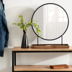 Maxfield Round Tabletop Mirror, Black, 18x22 -Warm Bathroom 4041566c00b63817 4983 w800 h800 b0 p0