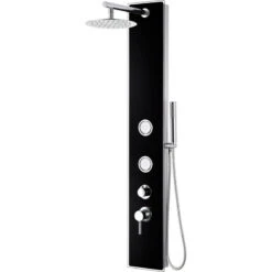 ALFI Brand Black Shower Panel With 2 Body Sprays And Rain Shower Head ABSP55B