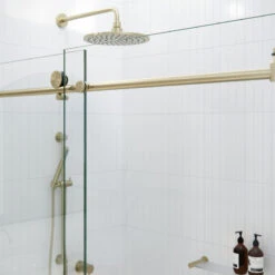 56-60"x60" Frameless Bath Tub Sliding Shower Door, Satin Brass -Warm Bathroom 40d1582e0345da9f 2735 w800 h800 b0 p0