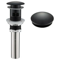 Pop Up Drain With Overflow, Matte Black