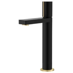 STYLISH Single Handle Bathroom Vessel Sink Faucet, Matte Black And Brushed Gold