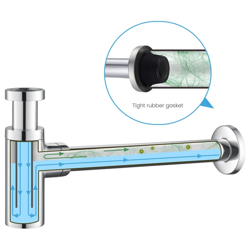 Kibi Bathroom Sink Decorative Round Bottle Trap, Chrome 6 Kibi Bathroom Sink Decorative Round Bottle Trap, Chrome - Image 6