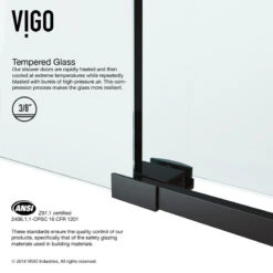 VIGO 56"x74" Elan Frameless Sliding Shower Door, Matte Black -Warm Bathroom 41c11f200f5a39db 5886 w800 h800 b0 p0