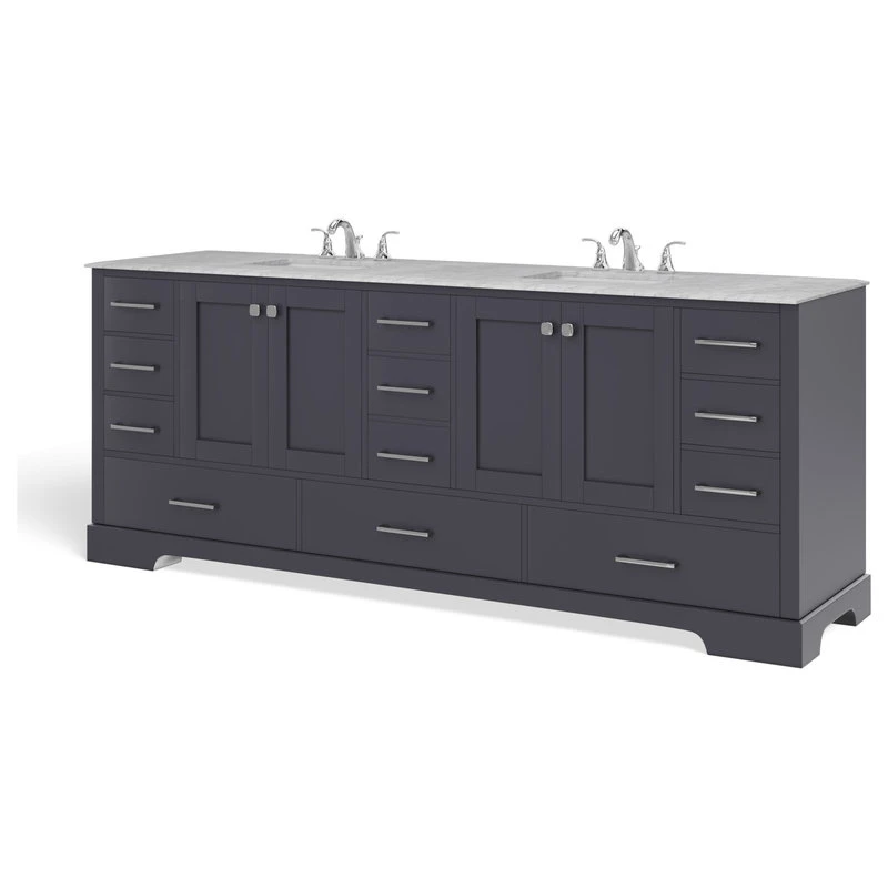 The Laurel Bathroom Vanity, Deep Gray, 84", Double Sink, Freestanding 10 The Laurel Bathroom Vanity, Deep Gray, 84", Double Sink, Freestanding - Image 10