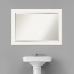 Ridge White Beveled Bathroom Wall Mirror - 41.5 X 29.5 In. -Warm Bathroom 4301b78b034463dd 6849 w800 h800 b0 p0