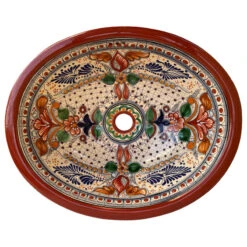 Tecali Oval Multicolor Talavera Ceramic Bathroom Sink