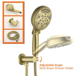 6-Spray Patterns, 1.8 GPM 8" Tub Wall Mount Dual Shower Heads, Brushed Gold -Warm Bathroom 43c1a89802fa0118 1579 w800 h800 b1 p0