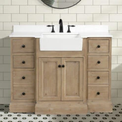 Kelly 48" Single Bathroom Vanity In Weathered Fir With White Engineered Stone Top -Warm Bathroom 4481025502030433 8723 w800 h800 b0 p0