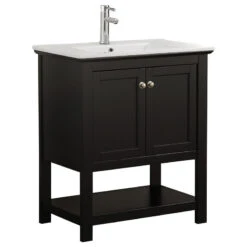 Fresca Manchester 30" Single Bathroom Vanity In Black With White Ceramic Top