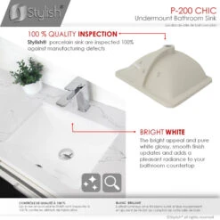 STYLISH 20" Porcelain Rectangular Undermount Bathroom Sink With Overflow -Warm Bathroom 45a1bc440043982f 5821 w800 h800 b0 p0