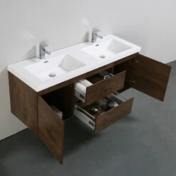 MOB 60" Double Sink Wall Mounted With Reinforced Acrylic Sink, Black, Rosewood -Warm Bathroom 45d197480baabb2f 5351 w800 h800 b0 p0