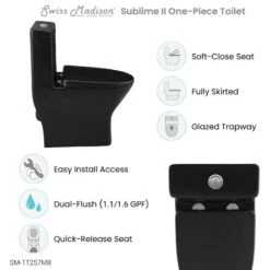 Sublime II Compact One-Piece Toilet, Dual Flush 0.8/1.28 GPF, Matte Black -Warm Bathroom 46518d2a024c4e74 2056 w800 h800 b1 p0