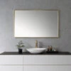 Sassi Rectangle Bathroom/Vanity Aluminum Framed Wall Mirror, Brushed Gold, 48"