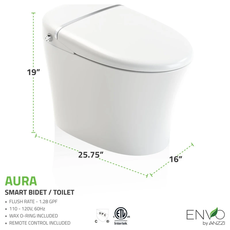 ENVO Aura Smart Bidet Toilet With Remote & Auto Flush 7 ENVO Aura Smart Bidet Toilet With Remote & Auto Flush - Image 7