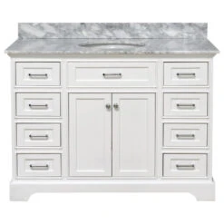 Aria 48" Bathroom Vanity, White, Carrara Marble -Warm Bathroom 474173b601661b8d 7663 w800 h800 b1 p0
