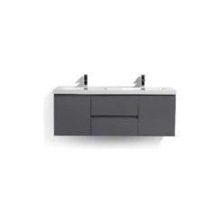 MOB 60" Wall-Mounted Double Bathroom Vanity In High Gloss Gray