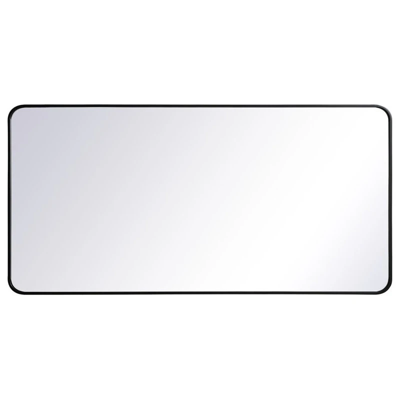 Ellis Soft Corner Metal Rectangular Mirror, Black, 30"x60" 1 Ellis Soft Corner Metal Rectangular Mirror, Black, 30"x60"