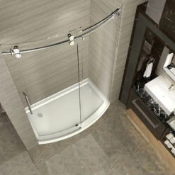 ZenArch 60"x77.5" Frameless Bowfront Sliding Shower Door, Chrome, Left Base -Warm Bathroom 4821eb3907a39b5f 1493 w800 h800 b0 p0