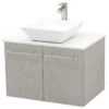 30" Wall Mount Vanity, White Stone Countertop, Light Slate Grey