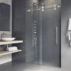VIGO 72x74 Elan Frameless Sliding Shower Door, Stainless Steel -Warm Bathroom 4a0184220f5a47ae 7572 w800 h800 b0 p0