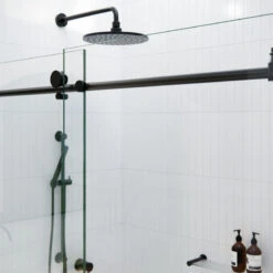 44-48"x78" Frameless Sliding Shower Door, Matte Black -Warm Bathroom 4a11267c0345aec0 7669 w800 h800 b0 p0