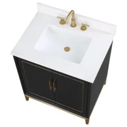 Gracie 30" / 36" Bathroom Vanity, Black, 30", Satin Brass, White Quartz Top -Warm Bathroom 4a519c2a0165bfc6 3799 w800 h800 b1 p0