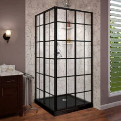 DreamLine French Corner Shower Enclosure And Base Kit 36"x36"x74.75"