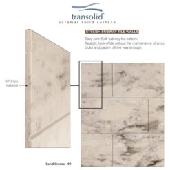 Transolid SWK603696-49 Saramar 60"x36"x96" Shower Wall Kit, Sand Creme -Warm Bathroom 4b217e820d823641 4828 w800 h800 b1 p0